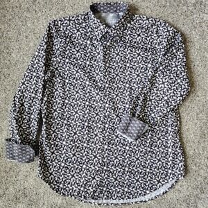 Robert Graham Button Down Shirt Mens L Classic Fit Geometric Print Excellent